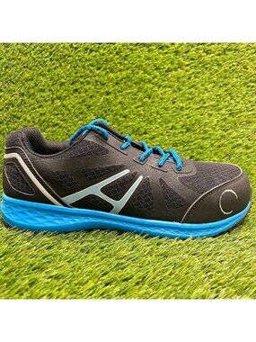 Hoss Express Mens Size 7.5 Black Blue Composite Toe Safety Work Shoes Sneakers